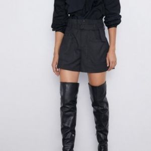 Zara NWOT Belted High Waisted Shorts